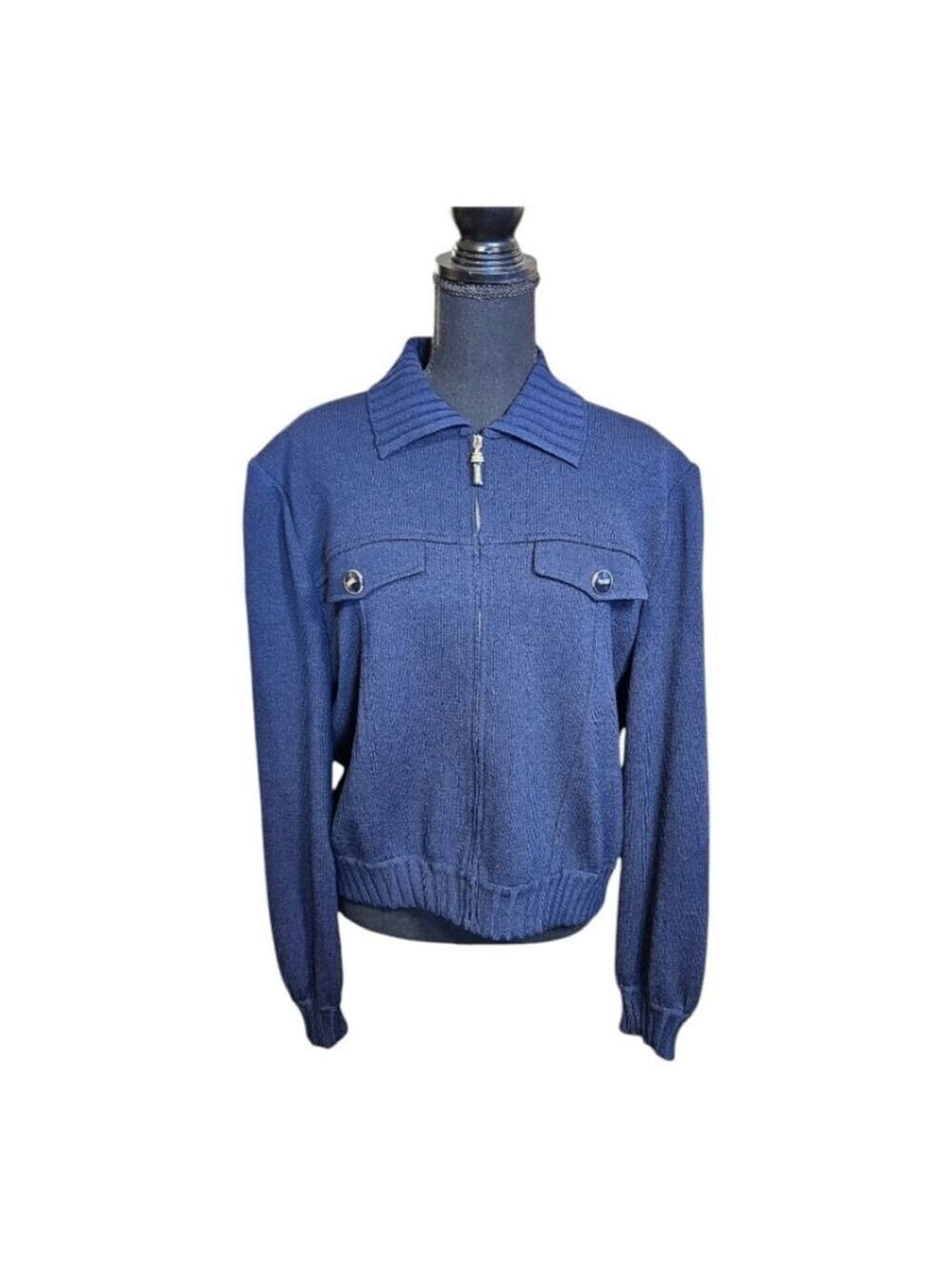 Women's St. John Knit Jacket, Size M, Dark Blue